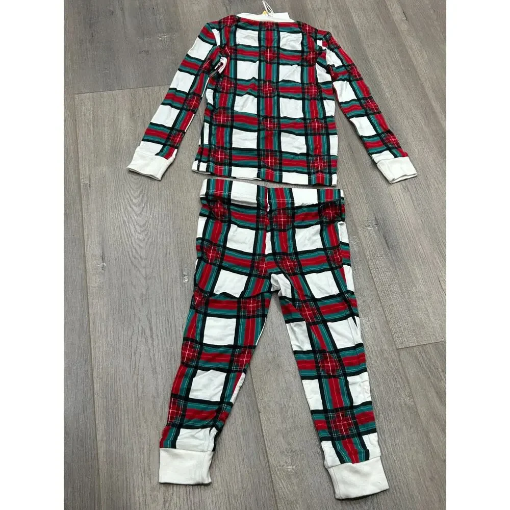 NWT Rachel Parcell Kids Green Red Plaid Long Sleeve Pajama Set Christmas Size 2